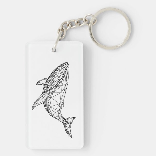 Minimalist Geometric Whale Acrylic Keychain (Back)