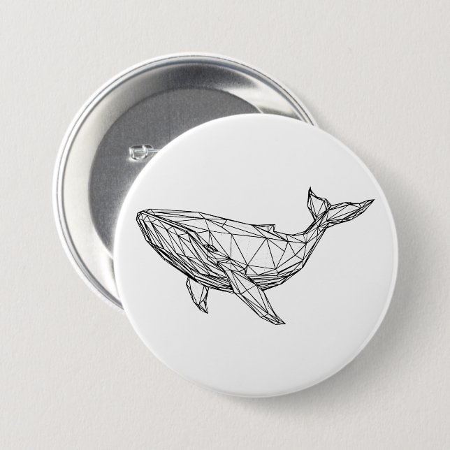 Minimalist Geometric Whale Button (Front & Back)
