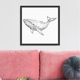 Minimalist Geometric Whale Canvas Wall Art