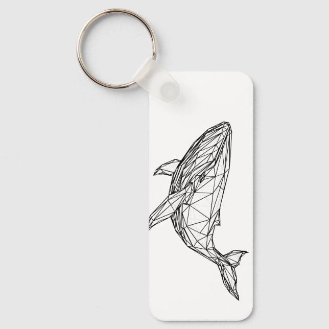 Minimalist Geometric Whale Keychain (Front)