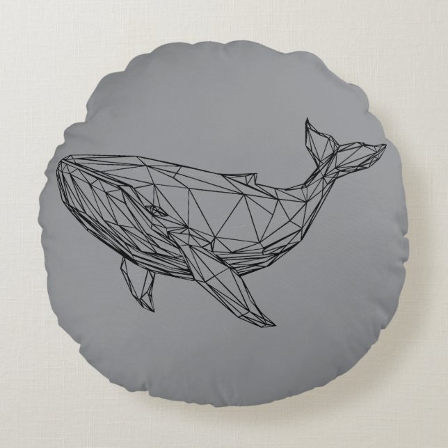 Minimalist Geometric Whale Pillow (Front)