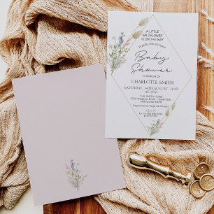 Minimalist Geometric Wildflower Baby Shower Invitation