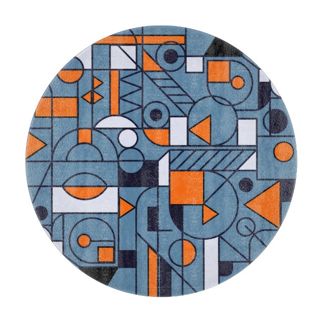 Minimalist Geometry: Retro Abstract Poster Cutting Board (Front)