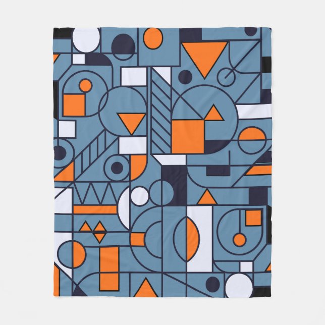 Minimalist Geometry: Retro Abstract Poster Fleece Blanket (Front)