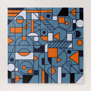 Minimalist Geometry: Retro Abstract Poster Jigsaw Puzzle