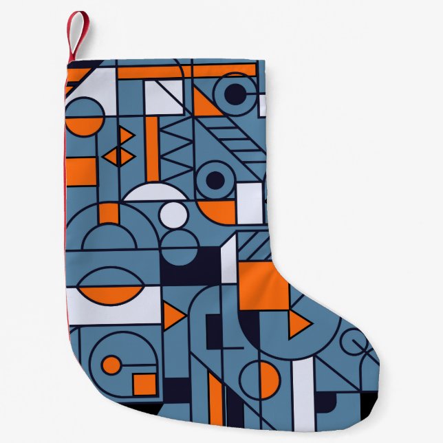 Minimalist Geometry: Retro Abstract Poster Small Christmas Stocking (Front)