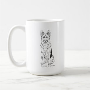 Minimalist German Shepherd Dog Line Art  Coffee Mug
