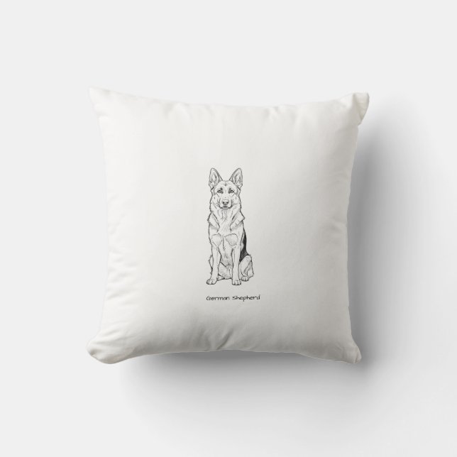 Minimalist German Shepherd Dog Line Art  Cushion (Front)