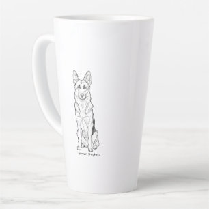 Minimalist German Shepherd Dog Line Art  Latte Mug