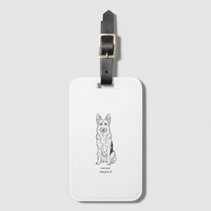 Minimalist German Shepherd Dog Line Art Luggage Tag
