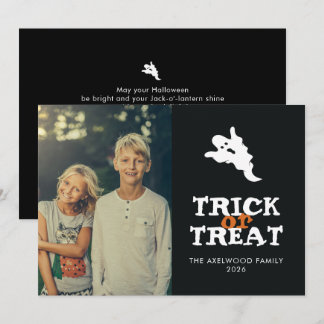 Minimalist Ghost Trick or Treat Photo Halloween Holiday Card