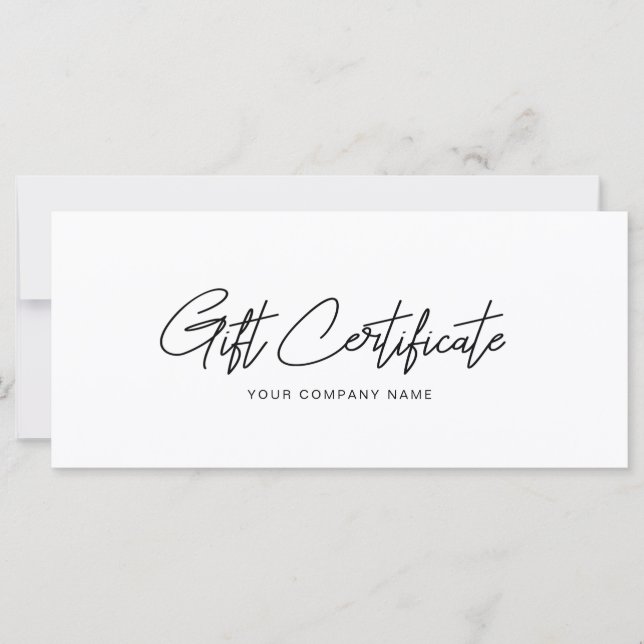 Minimalist Gift Certificate Business Card (Front)