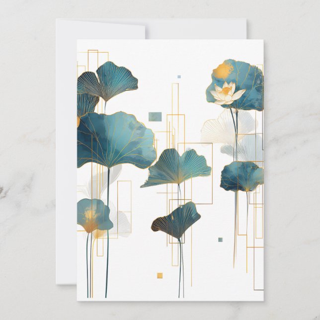 Minimalist Ginkgo Lotus Zen Line Announcement (Front)