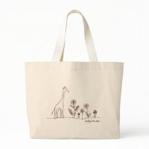 Minimalist Giraffe Flowers Line Art Drawing