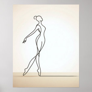 Minimalist Girl Dancing - Abstract Line Art  Poster