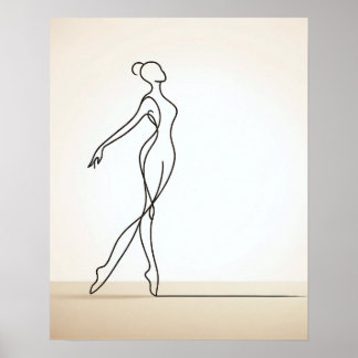 Minimalist Girl Dancing - Abstract Line Art  Poster