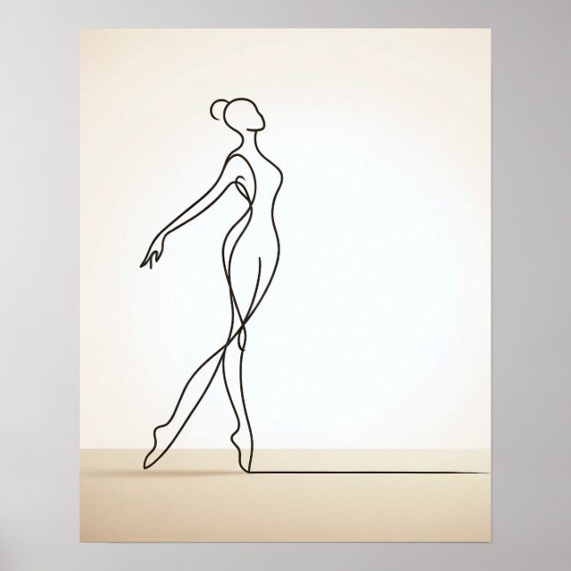 Minimalist Girl Dancing - Abstract Line Art  Poster (Front)