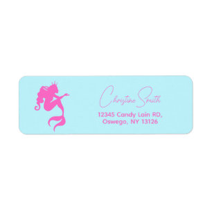 Minimalist Girl Mermaid Birthday Return Address Label