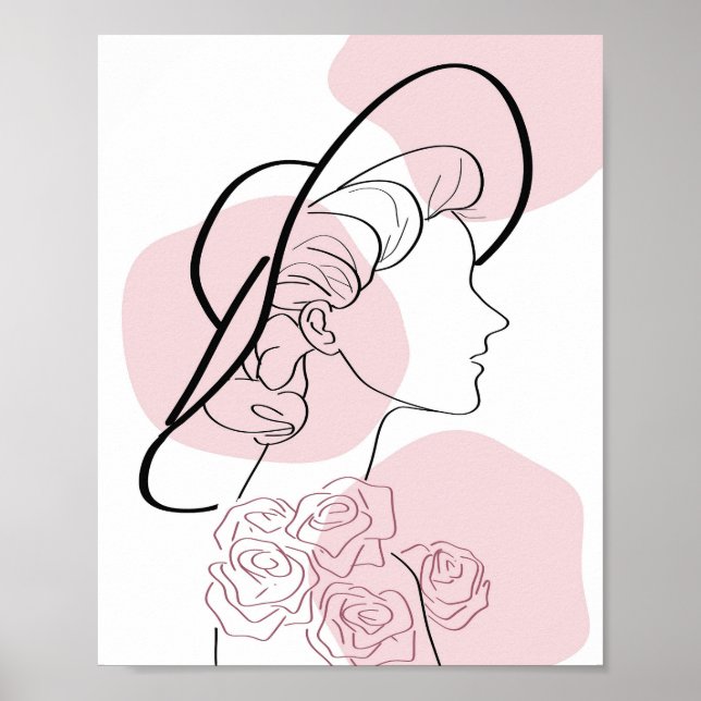 Minimalist Girl Roses Women Modern Stylish Poster (Front)