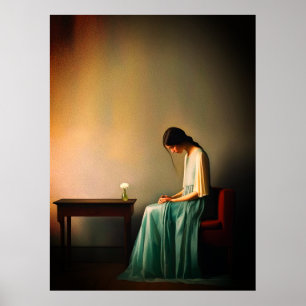 Minimalist Girl with Flower Wall Art – Emotional