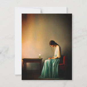 Minimalist Girl with Flower Wall Art – Emotional Postcard