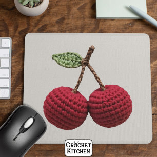 Minimalist Girly Crochet Red Cherry Summer Fresh Mouse Pad