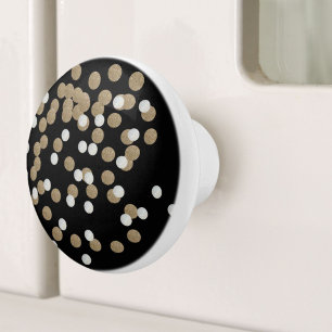 minimalist glitter black champagne gold confetti ceramic knob