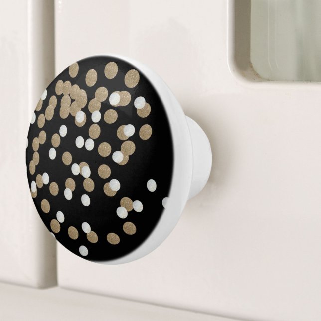 minimalist glitter black champagne gold confetti ceramic knob (minimalist glitter black champagne gold confetti ceramic knob)