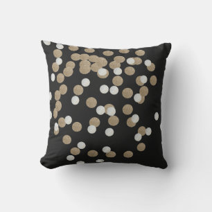 minimalist glitter black champagne gold confetti cushion
