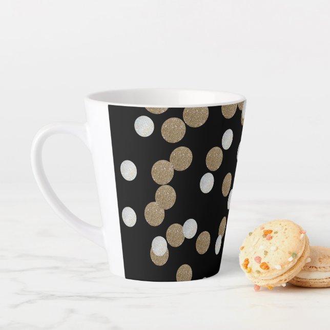 minimalist glitter black champagne gold confetti latte mug (In Situ)