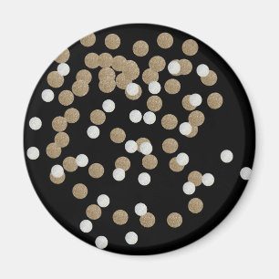 minimalist glitter black champagne gold confetti magnet