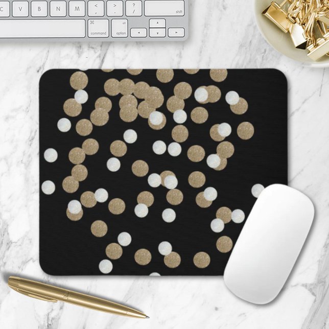 minimalist glitter black champagne gold confetti mouse pad (minimalist glitter black champagne gold confetti mouse pad)
