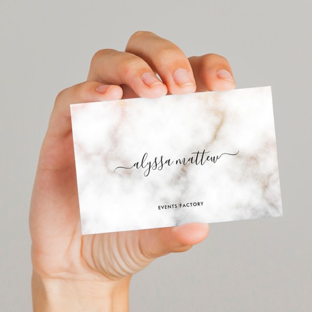 Minimalist Glitter Marble Luxury Signature Script  Business Card (Creator Uploaded)