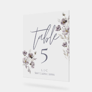 Minimalist gloomy grey watercolor table number acrylic sign