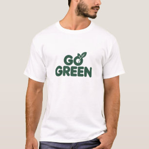 Minimalist Go Green Eco Friendly Leaf Design T-Shirt