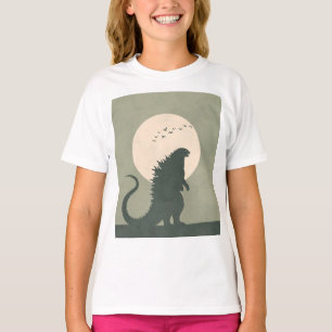 Minimalist Godzilla Moon Bold Kaiju Silhouette T-Shirt