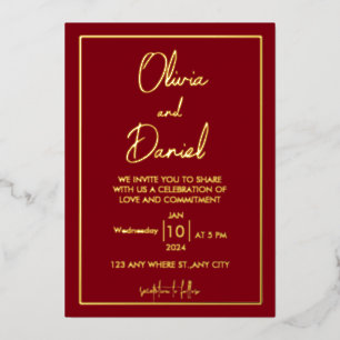 Minimalist Gold All In One Wedding Invitation