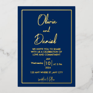 Minimalist Gold All In One Wedding Invitation