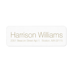 Minimalist gold and white Custom Return Address  Label