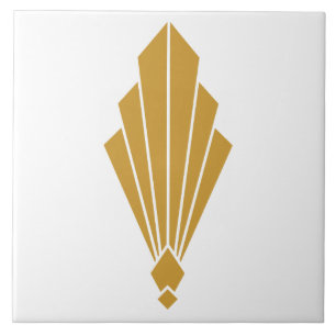 Minimalist Gold Art Deco Fan Crest Ceramic Tile