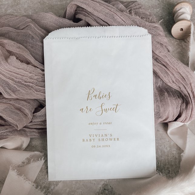 Minimalist Gold Baby Shower Babies are Sweet Favour Bag (Creator Uploaded)