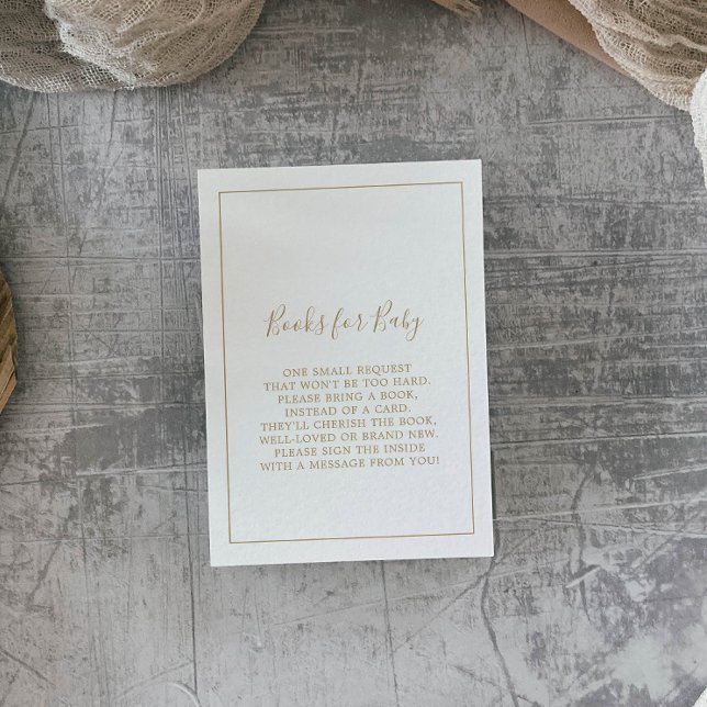Minimalist Gold Baby Shower Books for Baby Enclosure Card (Creator Uploaded)