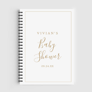 Minimalist Gold Baby Shower Gift List Notebook