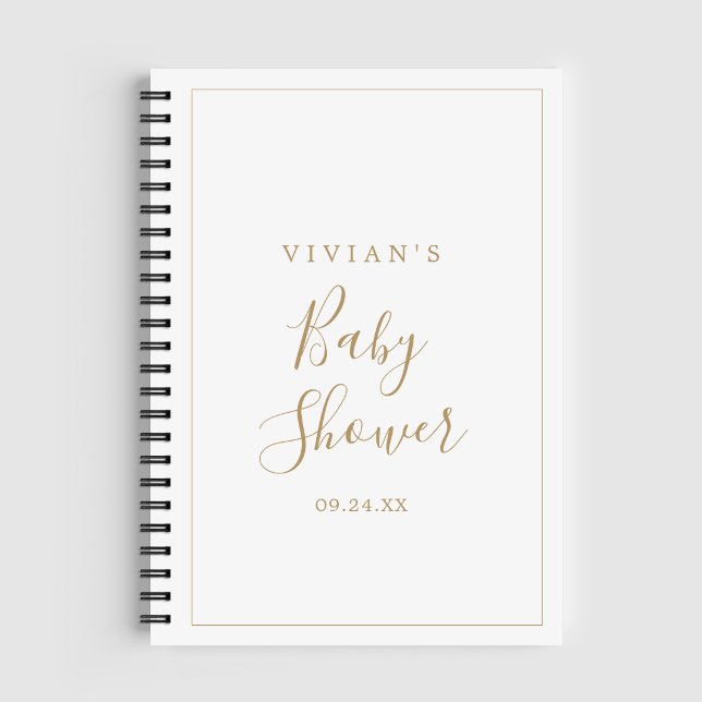 Minimalist Gold Baby Shower Gift List Notebook