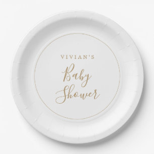 Minimalist Gold Baby Shower Paper Plate