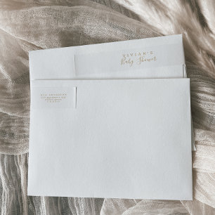 Minimalist Gold Baby Shower Wrap Around Label