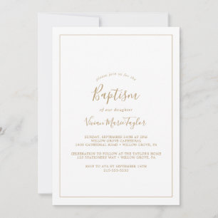 Minimalist Gold Baptism Invitation