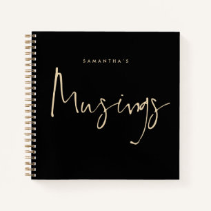 Minimalist Gold Black Musings Name Notebook