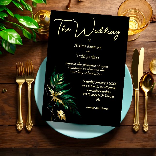 Minimalist gold black wedding invitation (Creator Uploaded)