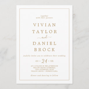 Minimalist Gold Bold Names Wedding Invitation